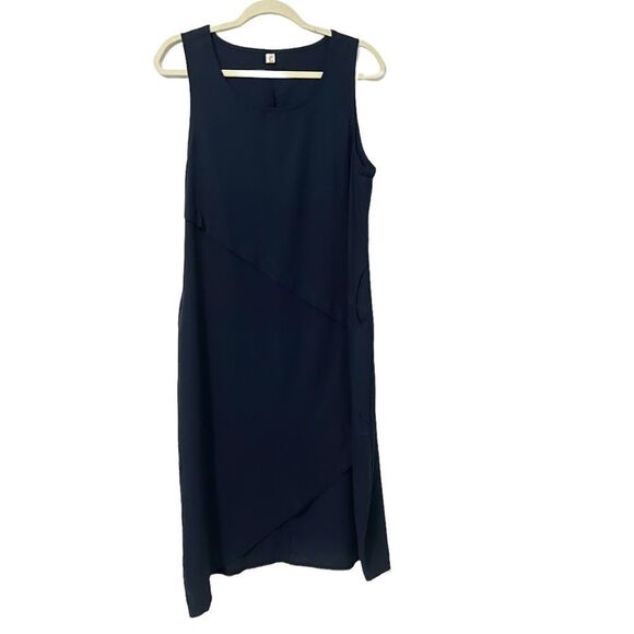 Yupin Yichu Blue Sleeveless Linen Dress Size M - Picture 1 of 6